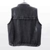 Black Denim Vest Women's Short Coat Large Pocket Sleeveless Vest Korean Style Spring and Summer Simple All-match Loose Top