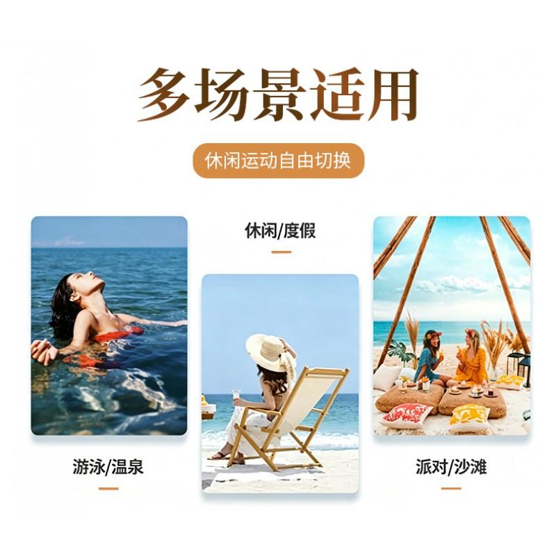 Womens High-Waisted Bikini Set One-Shoulder Top Triangle Bottom Solid Color Swimwear Beach Vacation Slimming Fit
