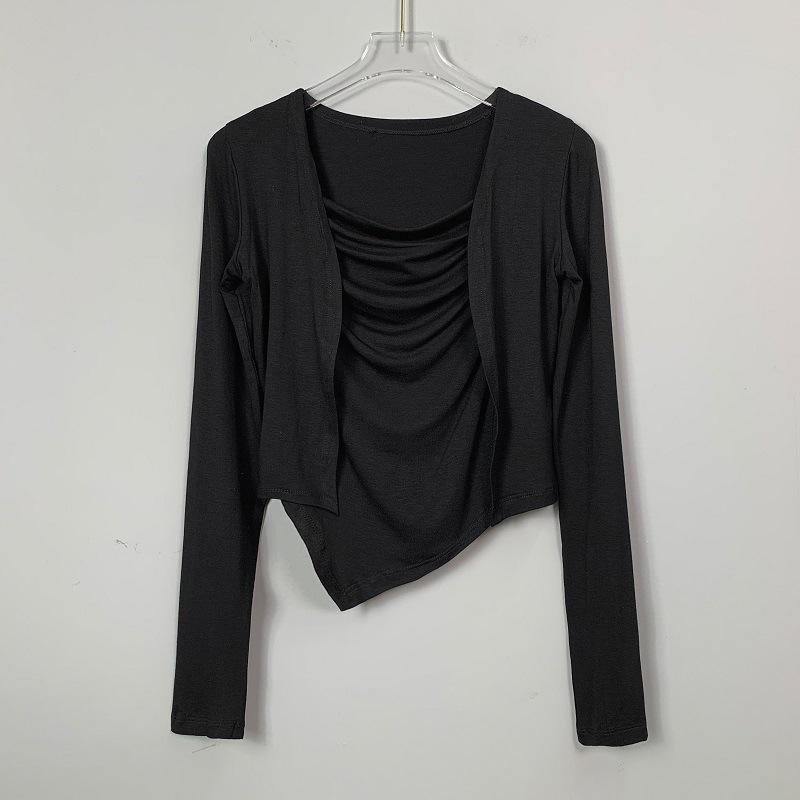 Korean Dongdaemun Sexy Pleated Camisole & Short Cardigan Two-Piece Set for Women