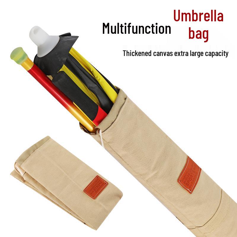 Foldable Canvas Fishing Rod & Umbrella Storage Bag - Tackle Organizer