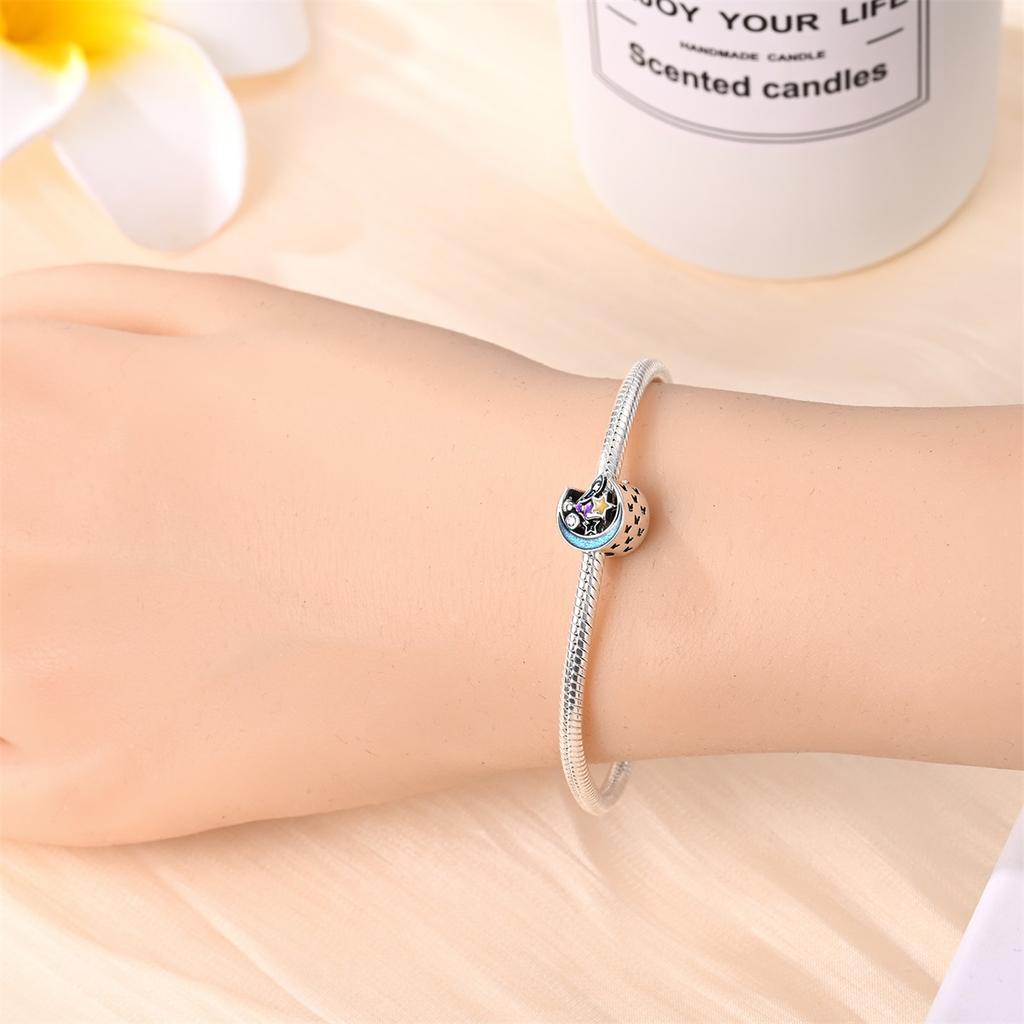 Original Copper Charms Luxury Blue Moon Flower Spirit Beads Fit Bracelet Diy Women Making Delicate Gift