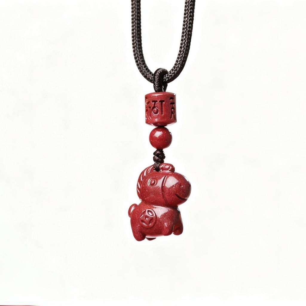 Authentic Cinnabar Zodiac Horse Pendant Necklace for Women and Children