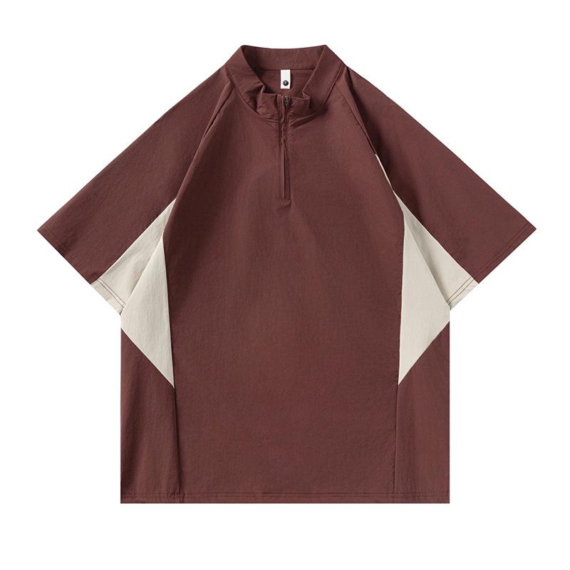 

Mu Qiu Men s Outdoor Chinese Style Stand Collar Color Block T-Shirt Medium (100-120 lbs) темно-красного