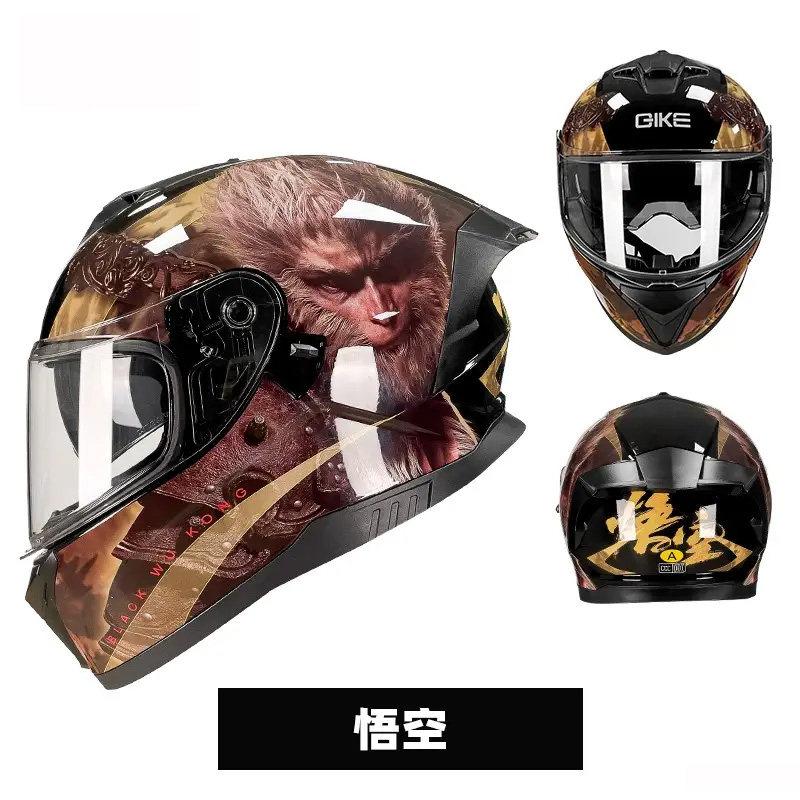 DOT ECE Certified Unisex Motorcycle Helmet Double Mirror Full Face Knight Helmet Racing Style Four Seasons Universal Double Helm