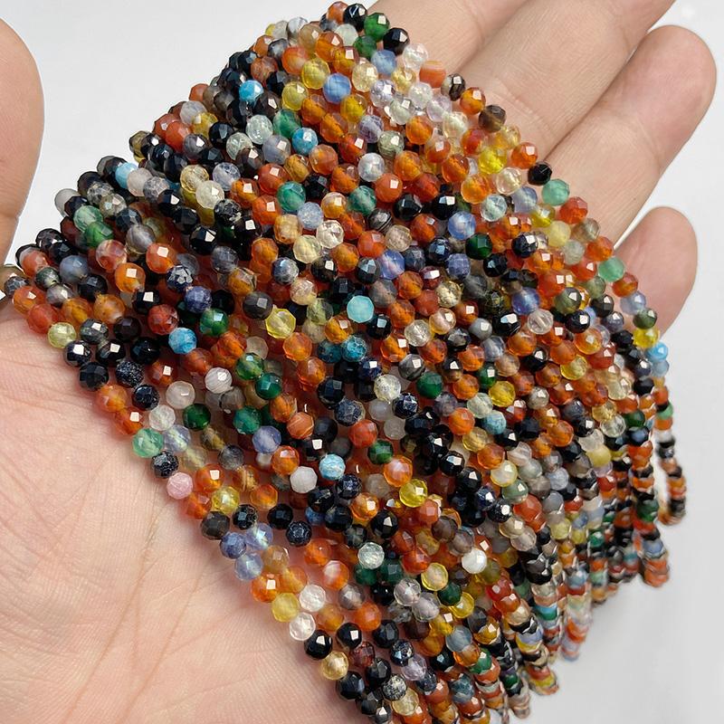 4MM Natural Faceted Quality Agates Crystal Jades Stone Beads Tiny Loose Green Yellow Pink Red Gem Bead For Jewelry Making DIY