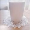 Round Lace Placemats Set of 6 Flower Doilies Embroidered Table Mat Cup Mat Vase Mat (White Flower)