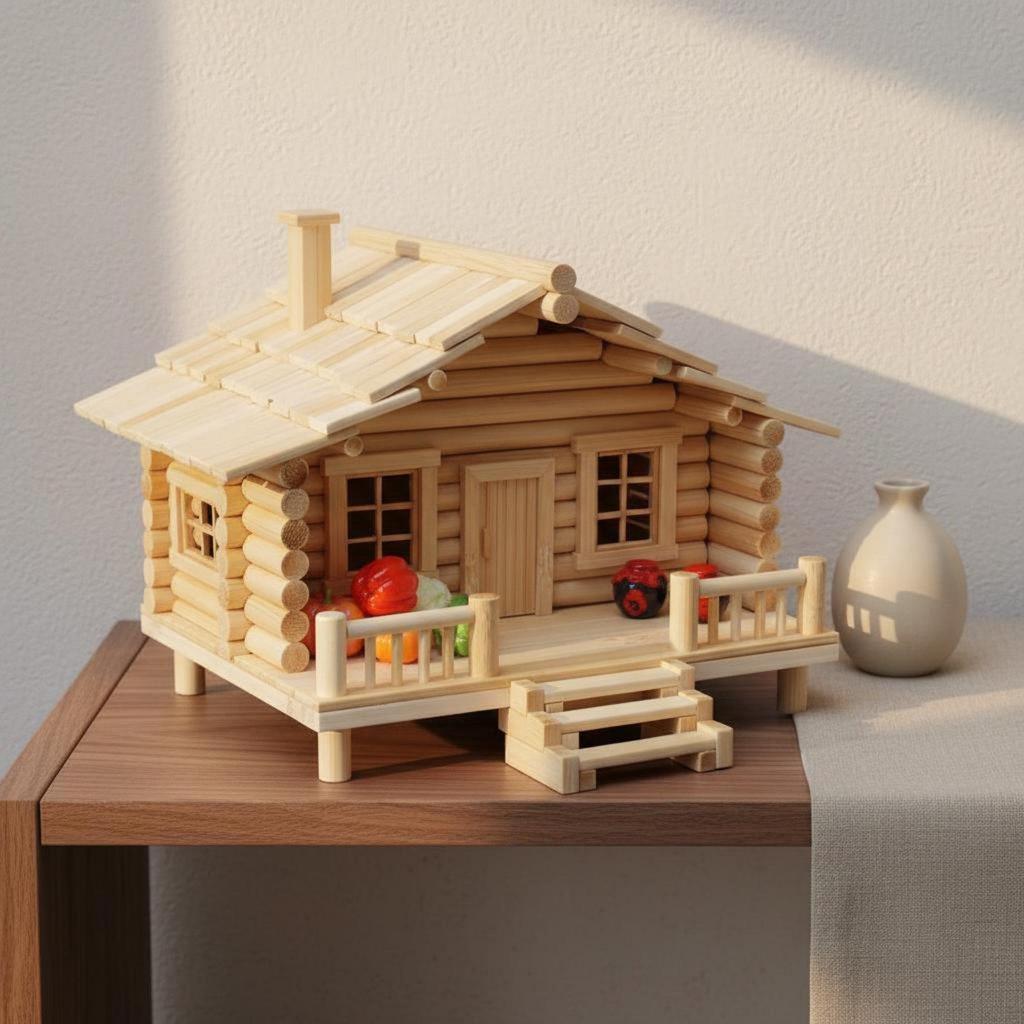 DIY Bambus-Wohnhaus-Bausatz Kreatives Geschenk Bastel-Bausatz Gemütliche Atmosphäre Kleines Holzhaus