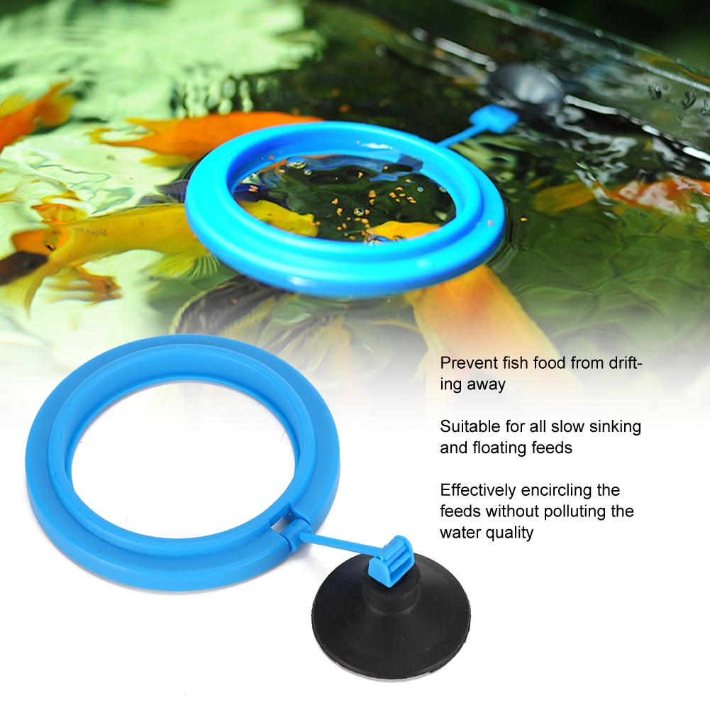 3PCS Plastic Blue Black Aquarium Feeder Fish Tanks Feeding Ring with Suction Cup for All Slow Sinking Floating Feeds