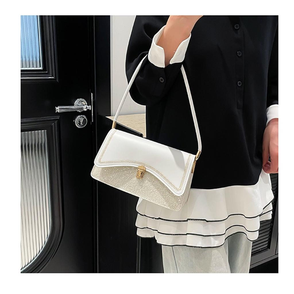 Large Capacity Splicing On The New Foreign Fashion Sequins Fashion Shoulder Armpit Small Square Bag for Women