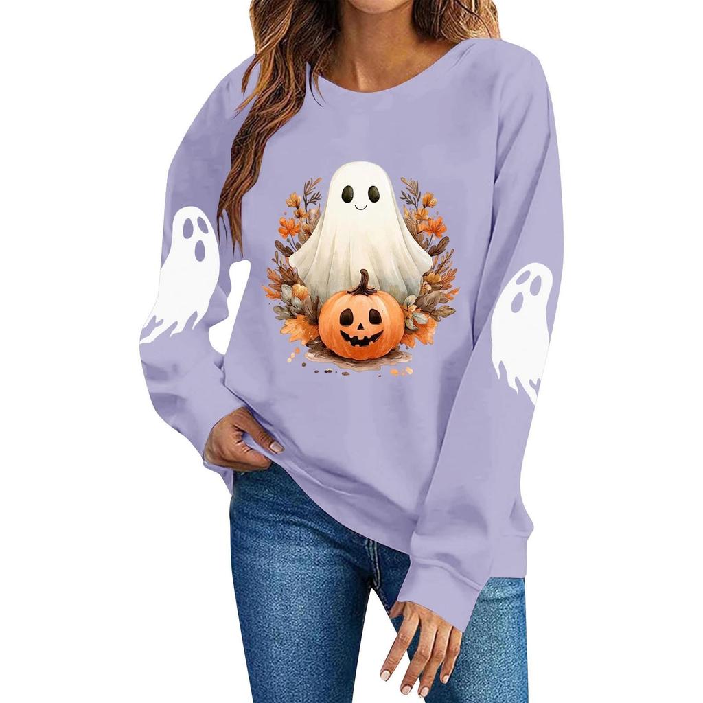 Women's Casual Halloween Hoodie Pullover Sweatshirt Long Sleeve for Holiday Party and Everyday Wear