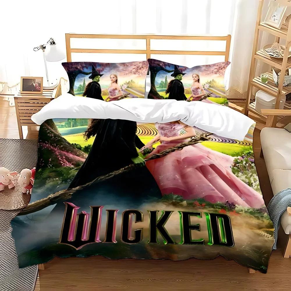 W-Wicked Movie Witch Bedding Set Duvet Cover Set King Queen Twin Double Size Comforter Cover Set For Home Decor With Pillowcase