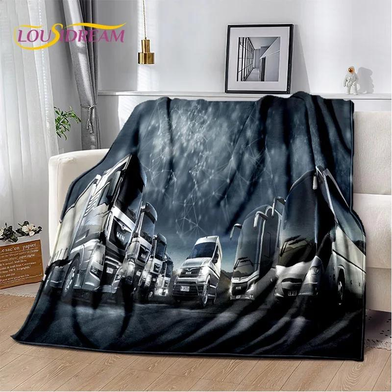 Coperta morbida in flanella 3D con motivo Camion per Letti Camera da letto Divano Picnic, Coperta da lancio per Coprire Tempo libero all'aperto Riposo Regalo