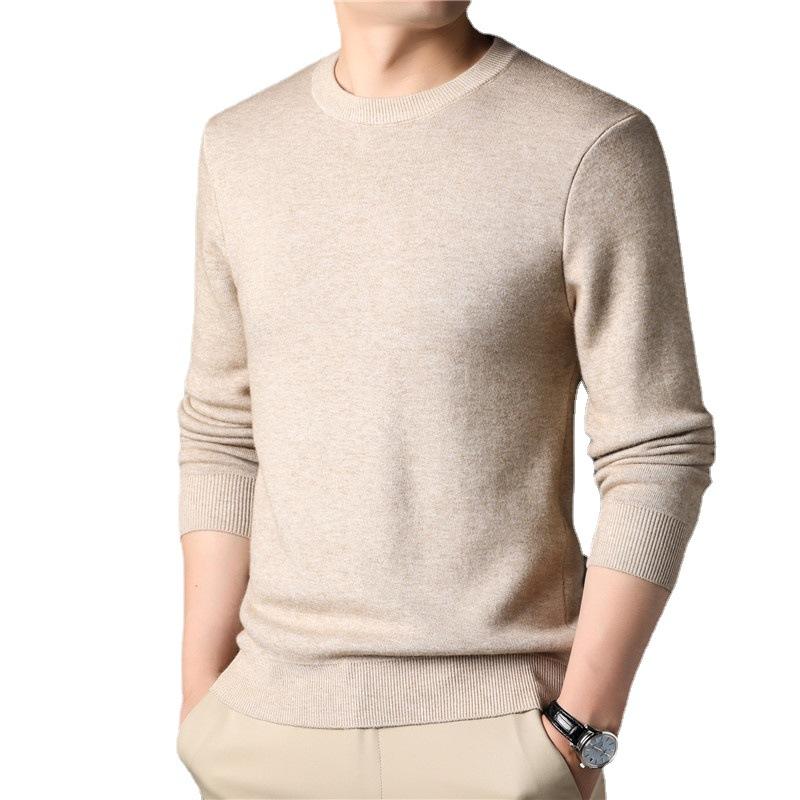 Men’s Slim Fit Solid Crew Neck Business Knit Sweater