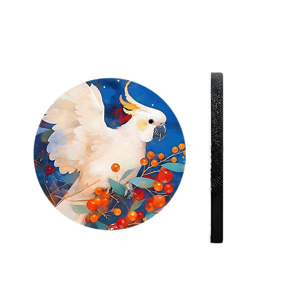 2PCS White Parrot Car Personalized Water Cup Mat Stand Anti Slip Mat Bottle Stand Cup Stand Car Interior Anti Slip Cup Stand