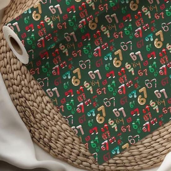 67 Meme Christmas Gift Wrap Funny Wrapping Paper for Kids Unique Brain Rot Holiday Gift Wrap Paper Roll for Birthday Xmas Present Wrapping