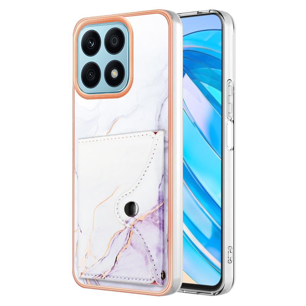 Applicable to Honor 90lite mobile phone case X6A electroplated marble pattern insert card bag Magic 5 Pro anti-drop