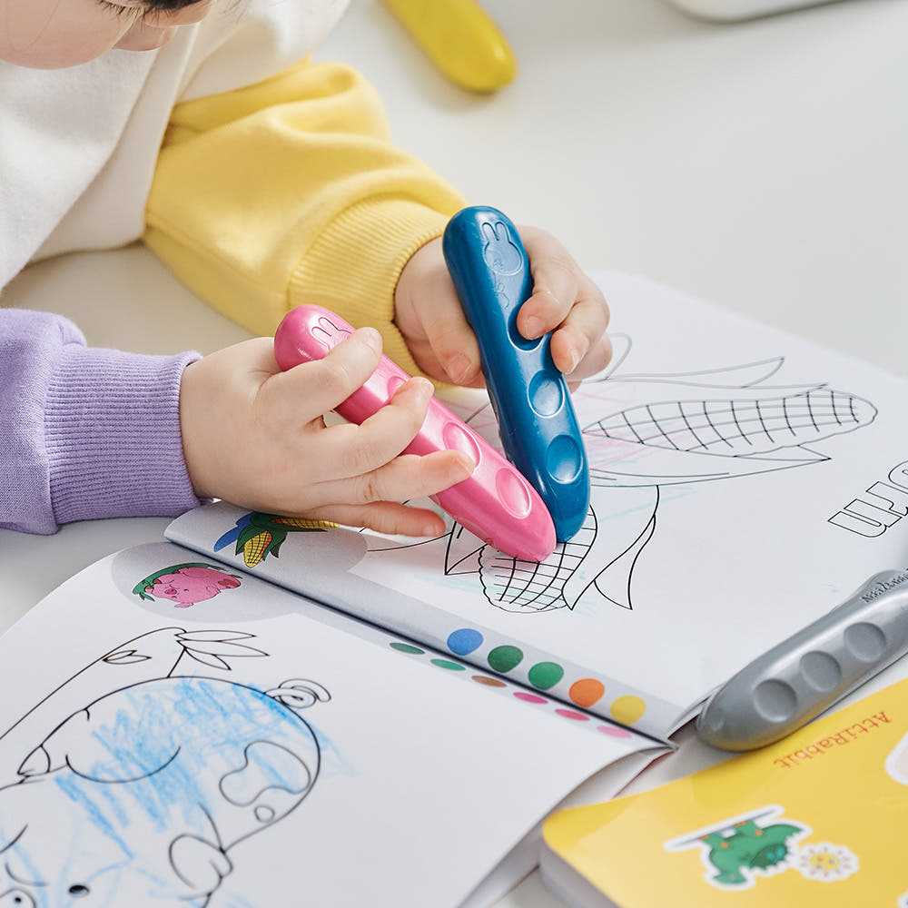 Atti Rabbit Baby Toddler Crayons 16 Colors Non Stick Easy Grip Washable Crayons