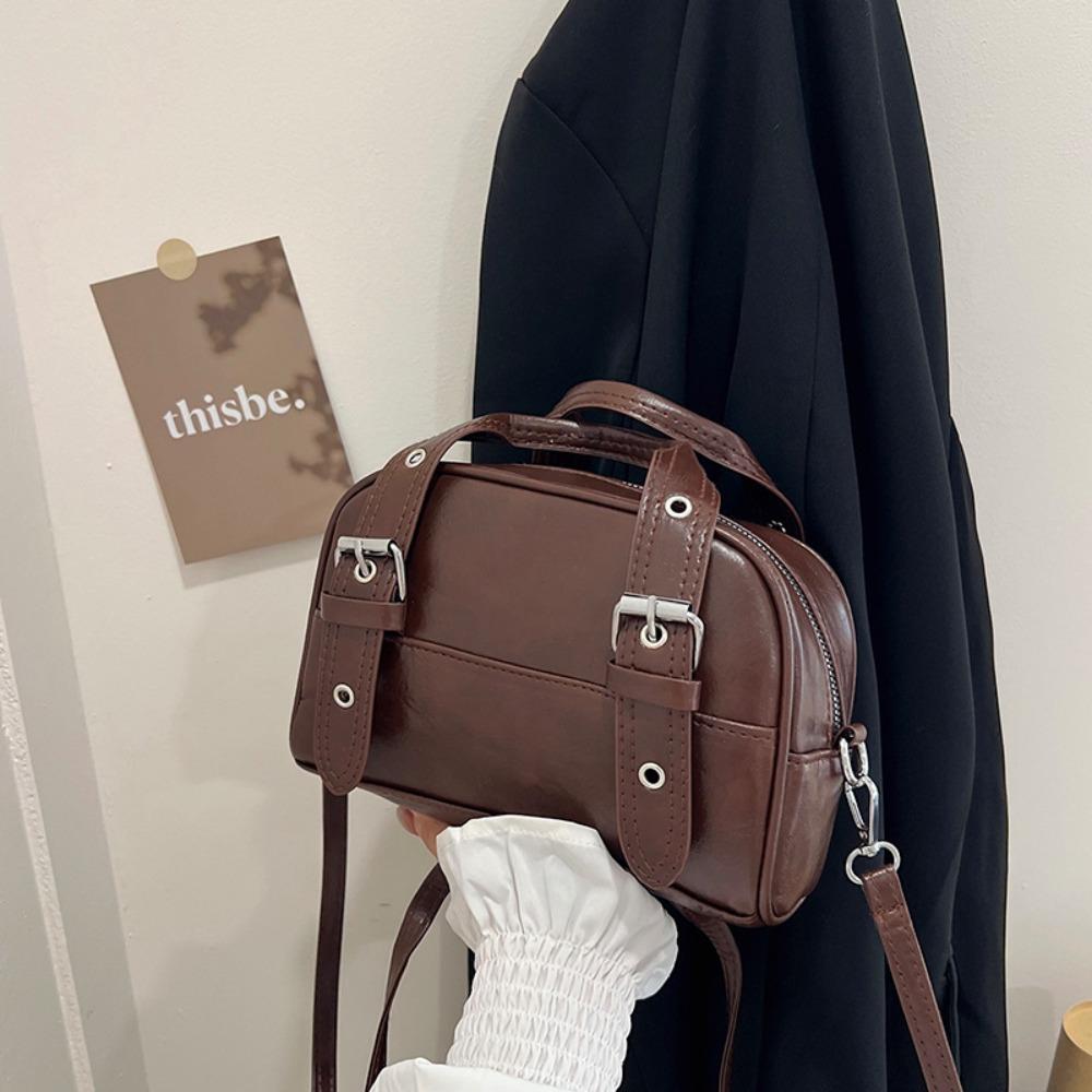 

Luxury Boston Crossbody Bags Vintage Women’s Handbag New Buckle Shoulder Bag Female кофейный