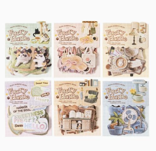 

6packs Kawaii Stationery Stickers Furry Home Junk Journal Diary Planner Decorative Mobile Sticker Scrapbooking