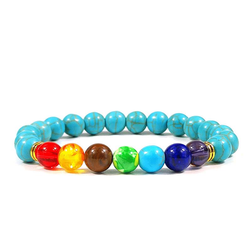 Seven-Color Chakra Bracelet: Natural Volcanic Stone, Obsidian, Tiger Eye, Dog Paw Charm for Men & Women 8mm-19cm