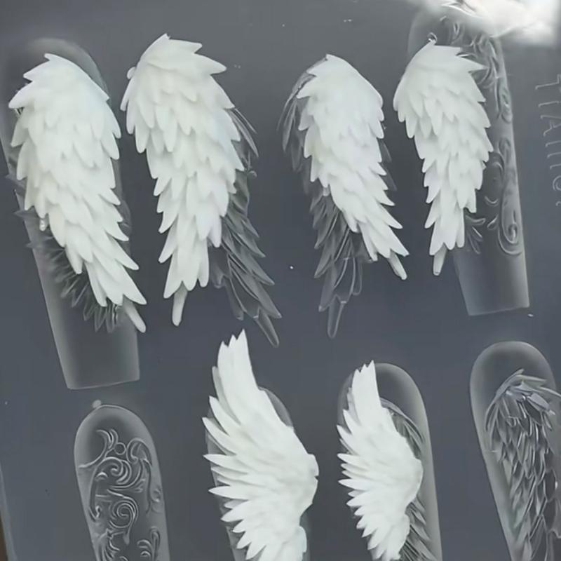 3D silikonová forma na nehty Křídla Pírka Motýlí Šablony na nehty Pro ženy DIY Dekorace nehtového umění Stampingové desky Manikúrní nástroje