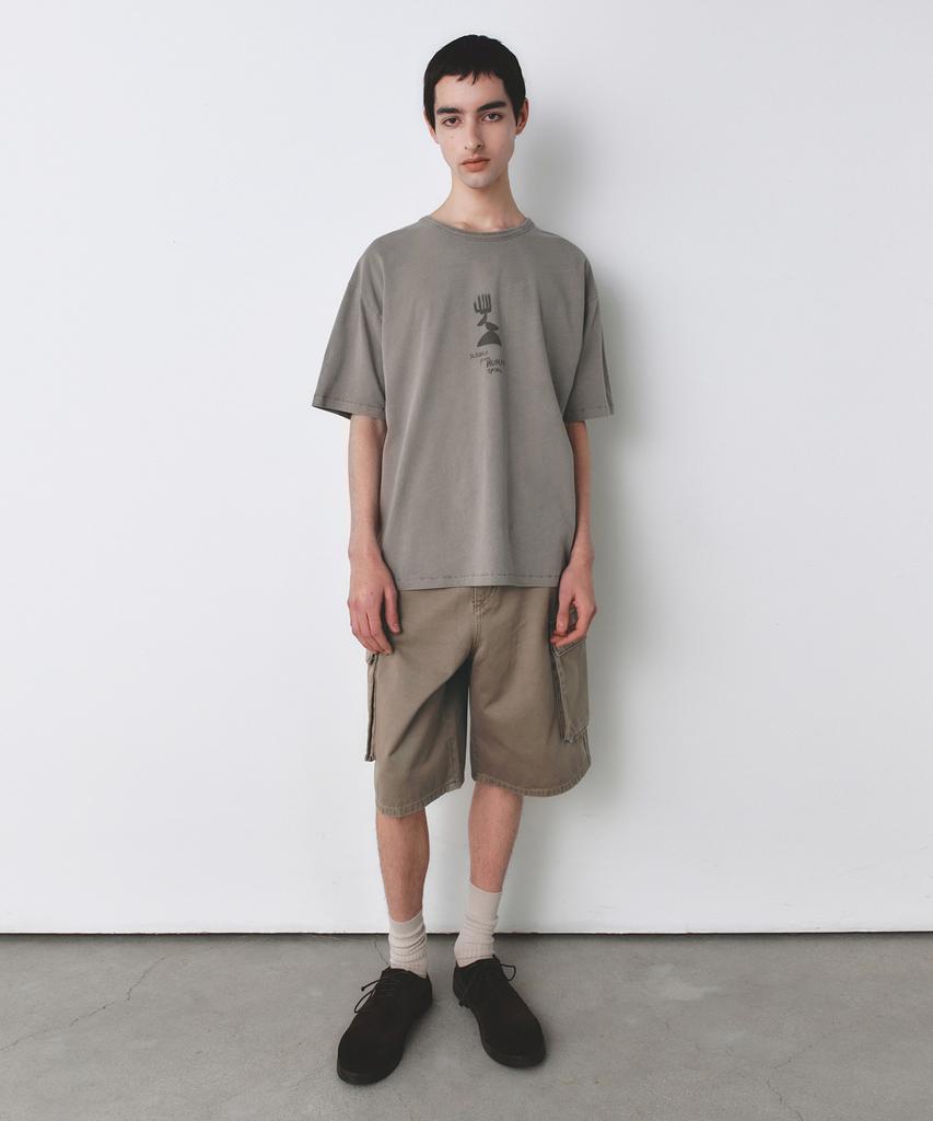 INSILENCE Faded Graphic T-Shirt Beige