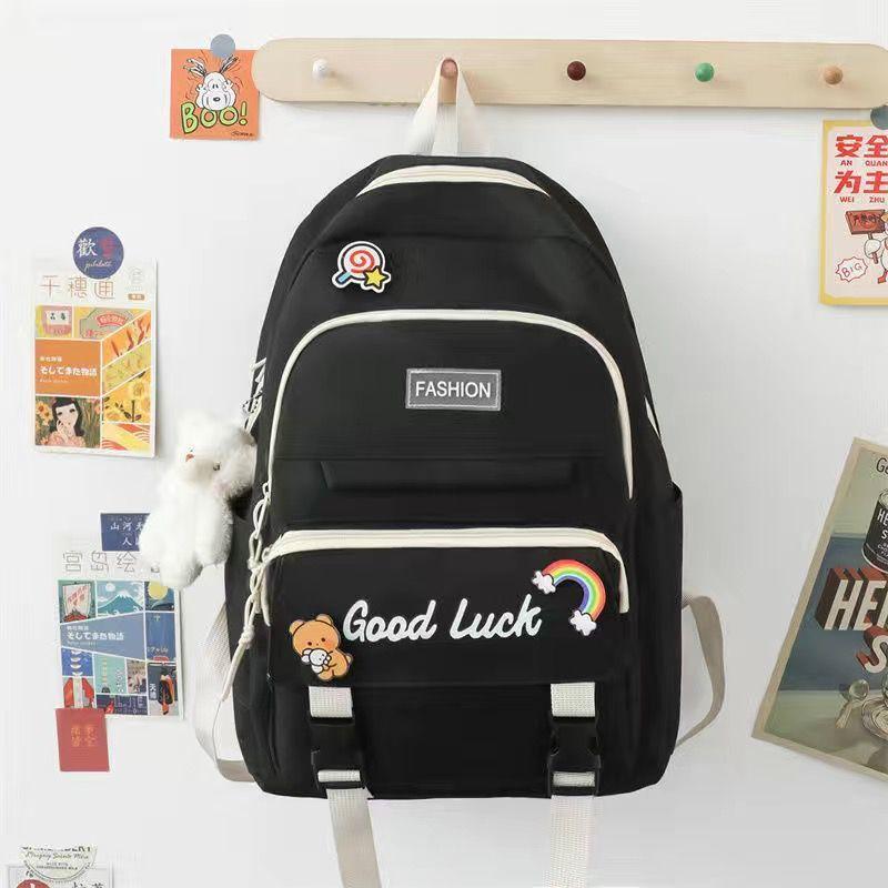 

Высокоэстетичный рюкзак Милая девушка в форме сердца Легкий рюкзак Свежий рюкзак для кампуса Девушка из неполной средней школы Начальная и средняя школа 43x30x14cm белый