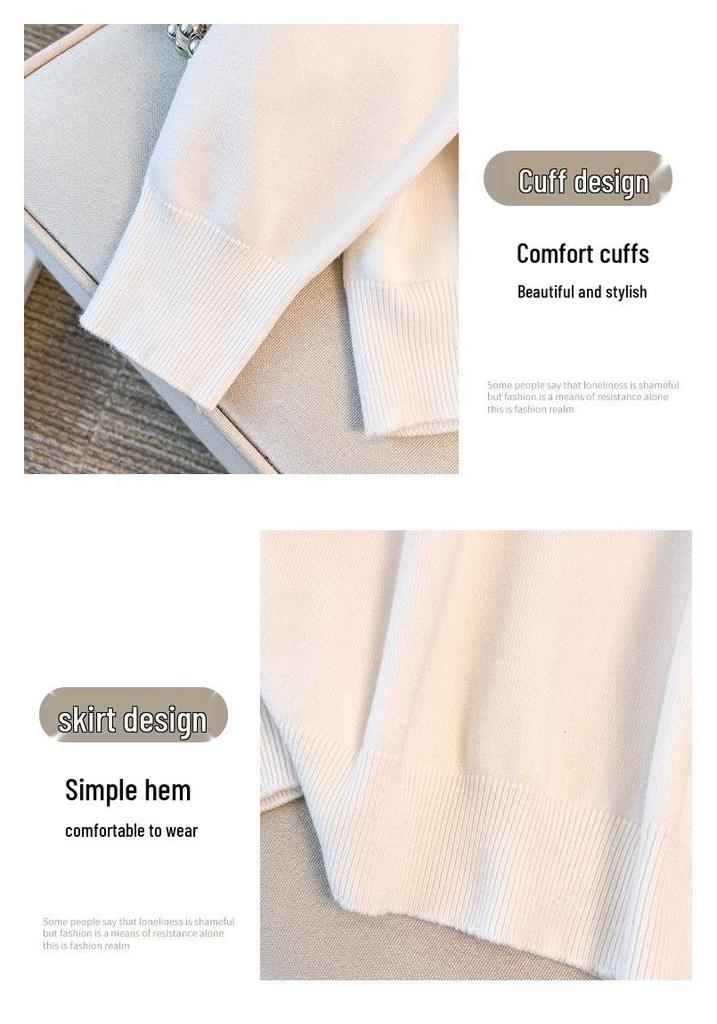 Plus Size Women's Loose Round Neck Pullover Sweater, Bust 150/160 cm, 200-350 Jin, Style 8077