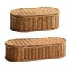 Multipurpose Natural Rattan Handwoven Storage Basket With Space Saving Designs for Cabinets Portable for Books and Toy