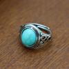Retro Oval Black Red Chalcedony Unisex Adjustable Ethnic Ring