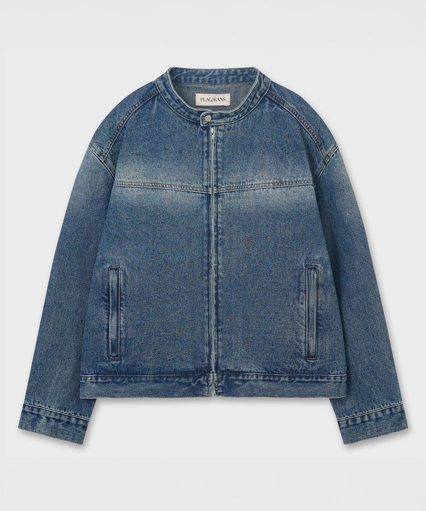 Plac Biker Denim Jacket Mid Blue