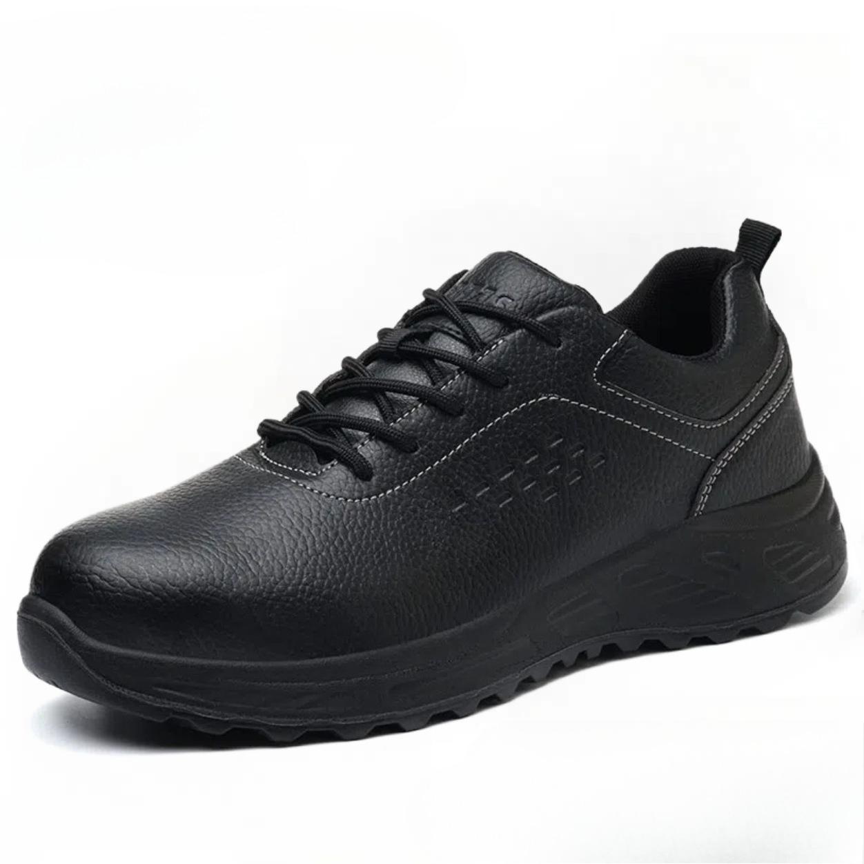 Herren Arbeits-Sicherheitsschuhe Stahlkappenschutz Abriebfeste Gummisohle Für Bauarbeiter und Outdoor-Arbeiter 45 matte schwarze