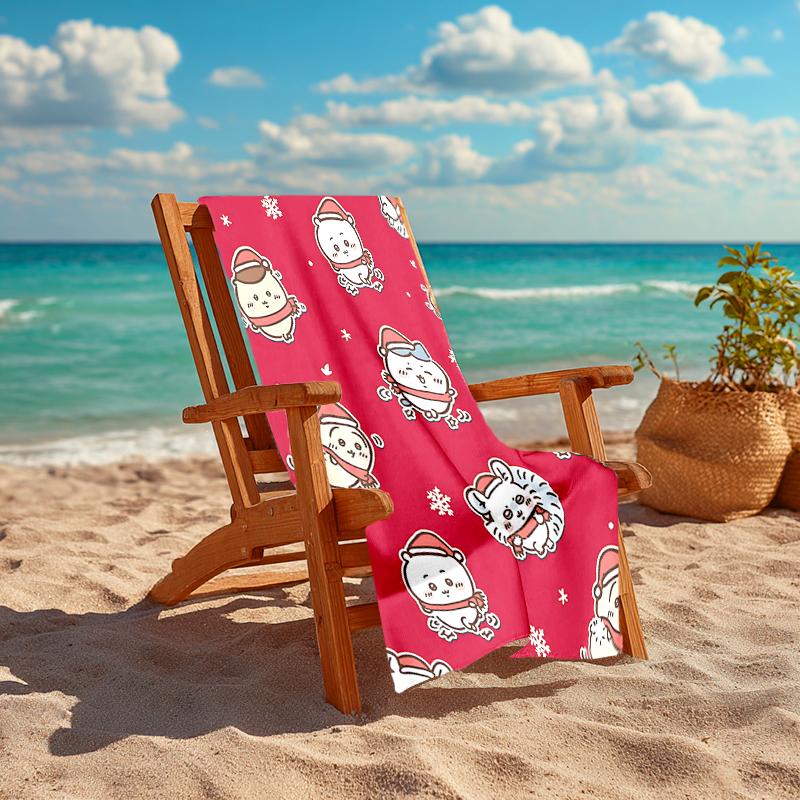 1Pc Christmas Cute Characters Beach Towel, Quick Dry, Multi-Use for Beach Pool Gym Yoga Home Travel, Christmas, Halloween, Xmas Gift M929332