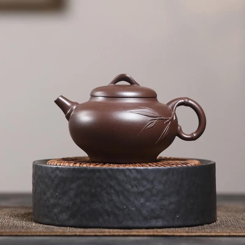 Chinese Yixing Purple Clay Teapot Handmade Bamboo Leaf Tea Pot Tradition Beauty Kettle Household Teaware Zisha Tea Set 180ml