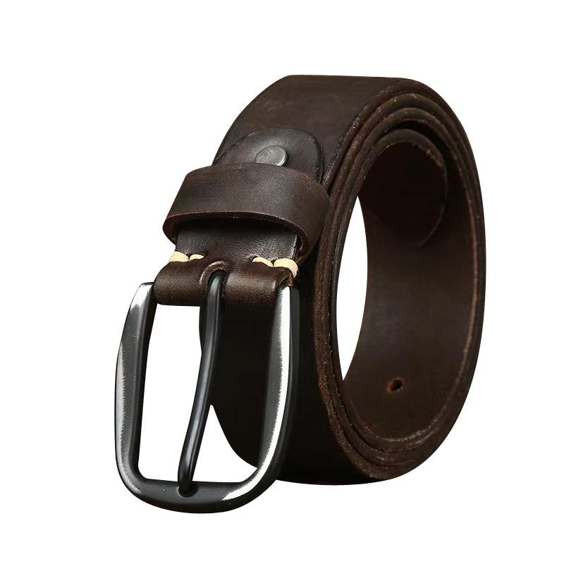 New Vintage Pure Cowhide Leather Belt, Men's Leather Fashion Trend, Needle Buckle Jeans Belt