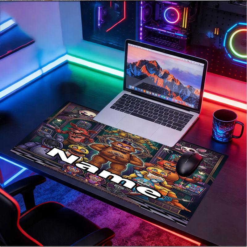 Personalizovaná podložka pod myš s motivem Five Nights at Freddy's a vlastním jménem, Podložka na stůl pro notebook PC, Dekorativní podložka na stůl pro domácnost, Podložka pod klávesnici, Dárek