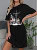 Modisches 3D-Druck Sommerkleid Locker Lässig Kurzarm Rundhals Minikleid