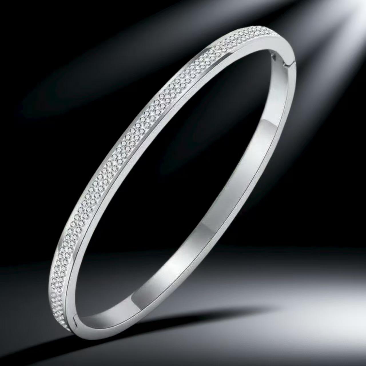 18K Gold Plated Stainless Steel Bracelet with Zirconia for Women
