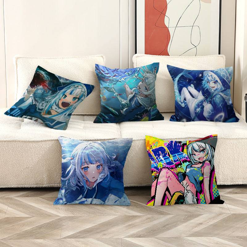 Hololive Vtuber Gawr Gura Pillow Cover Design Cushion Cover Decor Holiday Decorati