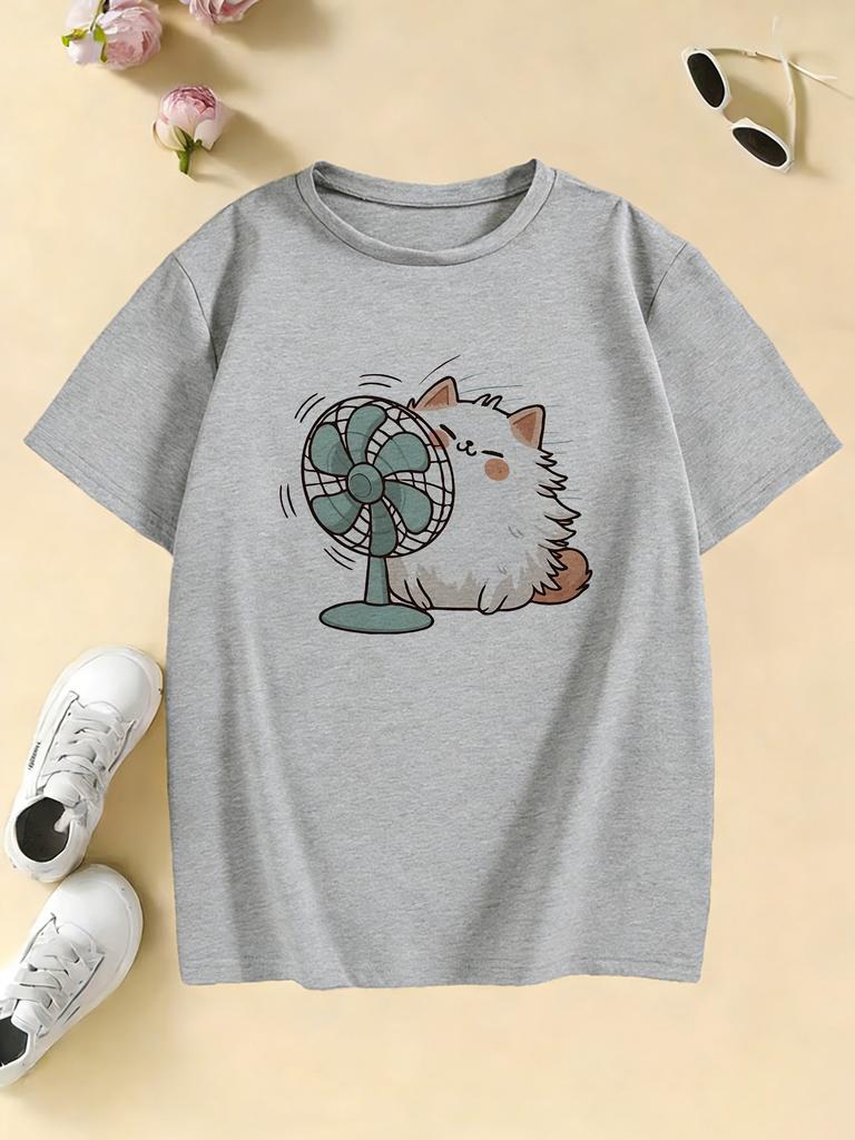 Cartoon Animal Funny Fan Cat T Shirts Shirt Sleeve Kids Childrens Tshirt Boys Girls Summer Spring Casual Top Tee Shirt