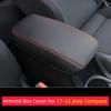 Für 2017-2021 Jeep Compass Innenzubehör 2022 Auto Leder Schutzhülle für Mittelkonsolen-Armlehnenbox