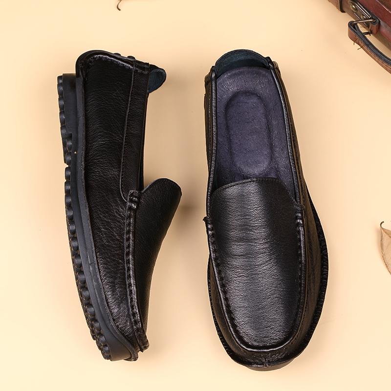 Fashion Genuine Leather Men Flat Designer Shoes Classic Casual Leather Formal Business Loafers New Brand Comfy Soft Bottom Driving Shoes
