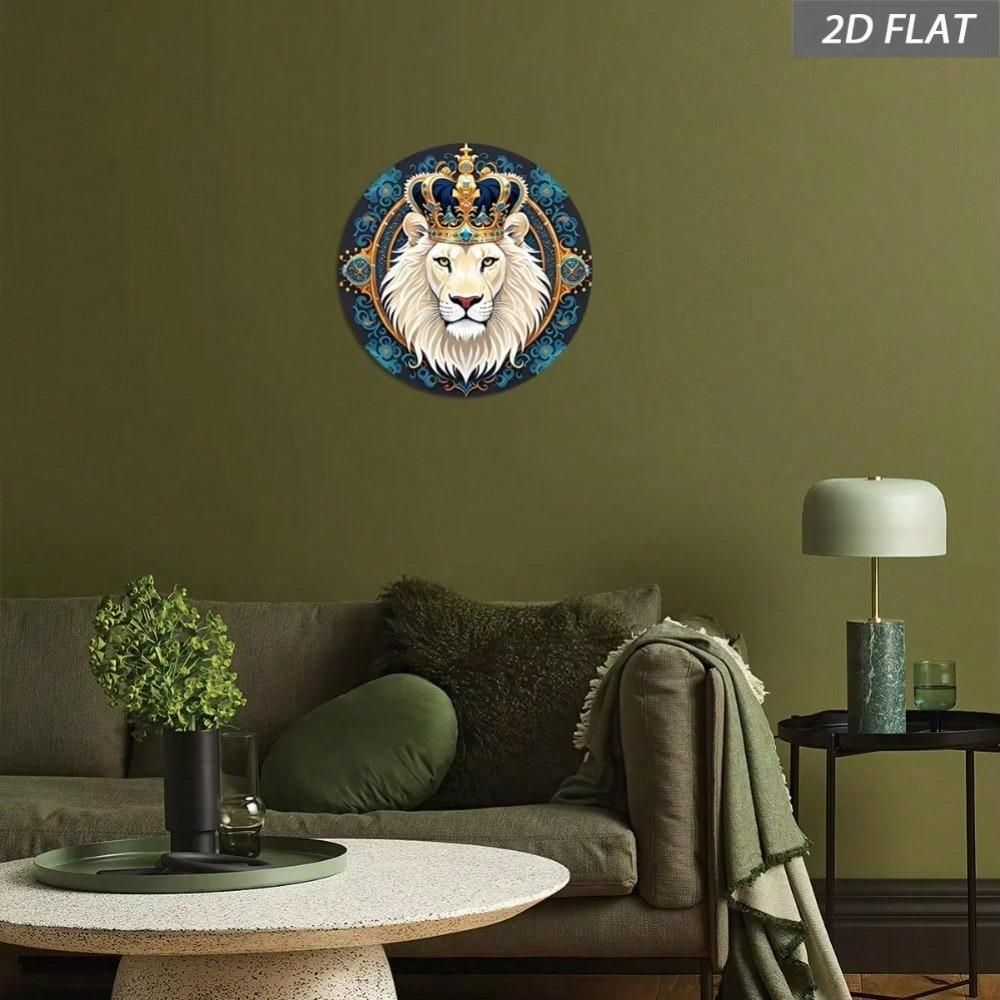 Vintage White Lion Rusty Crown Metal Sign 8x8in Wall Art Garage Bar Decor