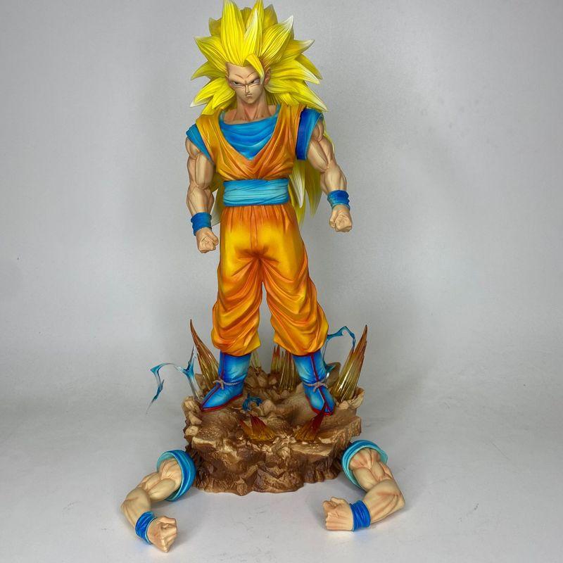 ZW Dragon Ball Super Saiyan 3 Son Goku Interchangeable Arms Pvc Anime Figure With Base Collectible Statue For Anime Collectors