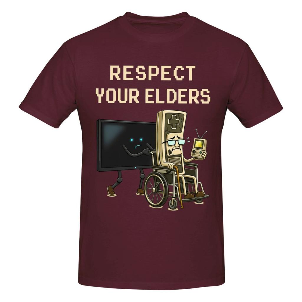 Unisex Respect Your Elders Gaming Control Retro Funny Gamer Retro T Shirt Vintage Big Size Oneck Cotton Sleeve Tshirt