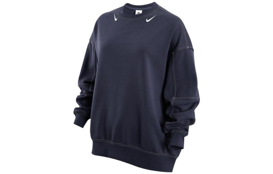 Nike Sweatshirts Women s Blue Crew Neck Moderate Regular DV7088-437 XS