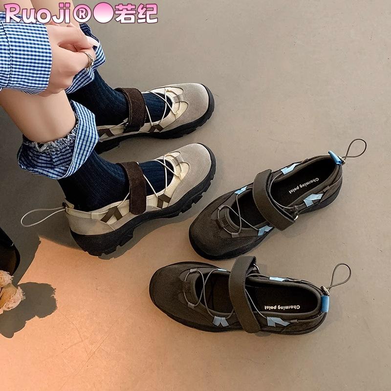 Ruoji Sports Boty Mary Jane Dámské 2025 Nové Funkční Větruodolné Ležérní Retro Platformové Boty Jednoduché Boty Baleríny