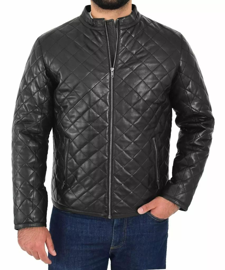 Herren Schwarze Echte Weiche Leder Handgemachte Stilvolle Jacke Echtes Lammfell Biker