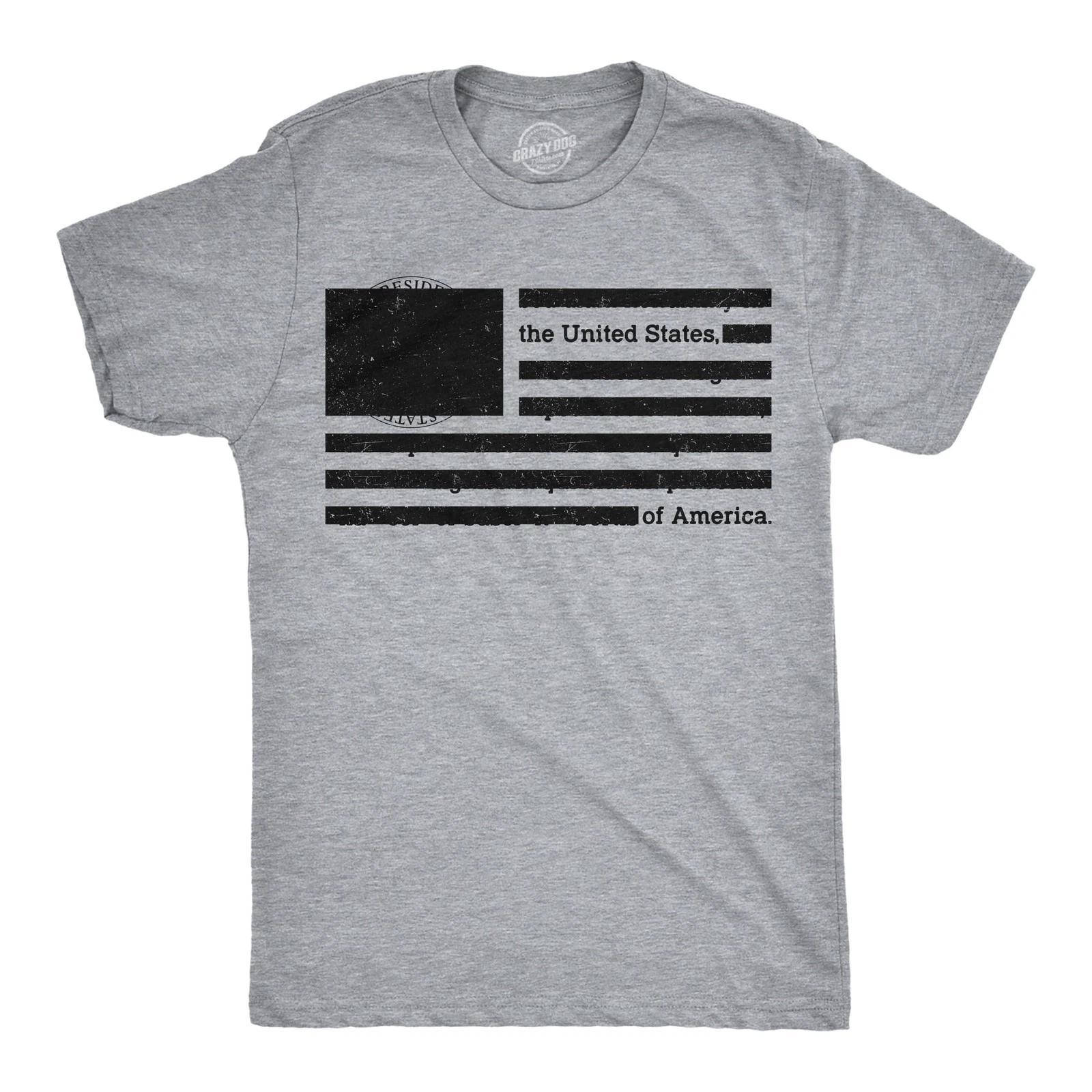 Mens Funny T Shirts USA Flag Redacted Sarcastic Political Tee For Men XL