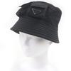 Excellent PRADA Hat Re-Nylon Triangle Logo Triangle Plate Bucket Black L 2HC350 Used